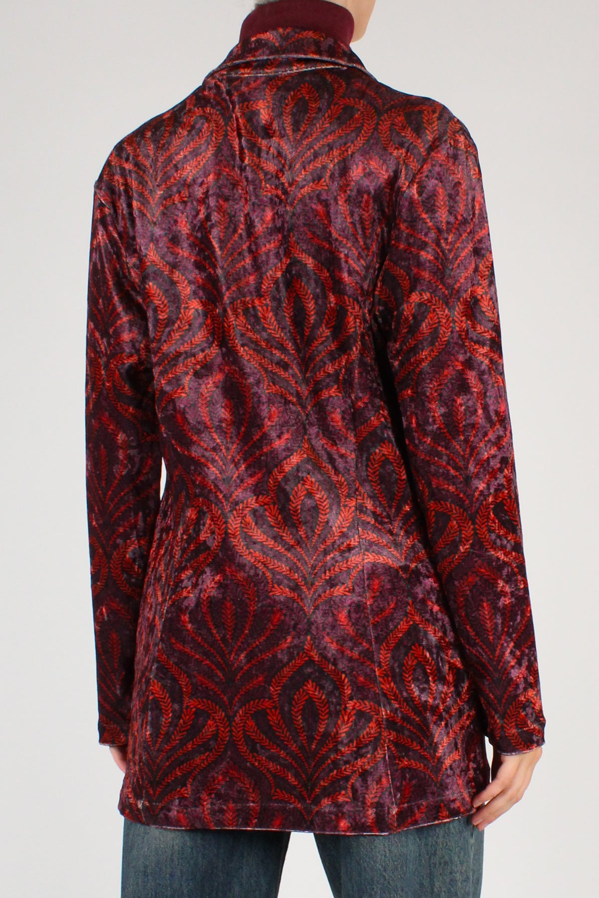 Blazer Monopetto in Velluto Stampa Botanica