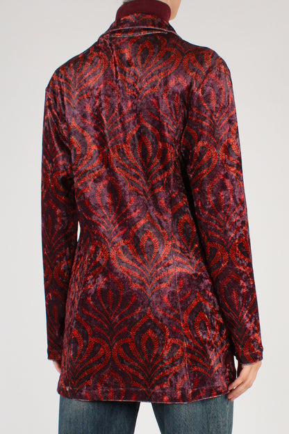 Blazer Monopetto in Velluto Stampa Botanica