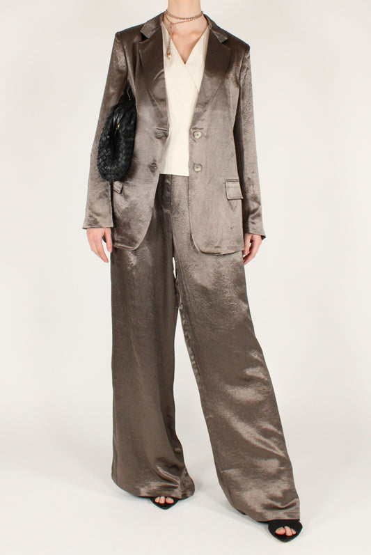 Metallic Palazzo Trousers with Pleats