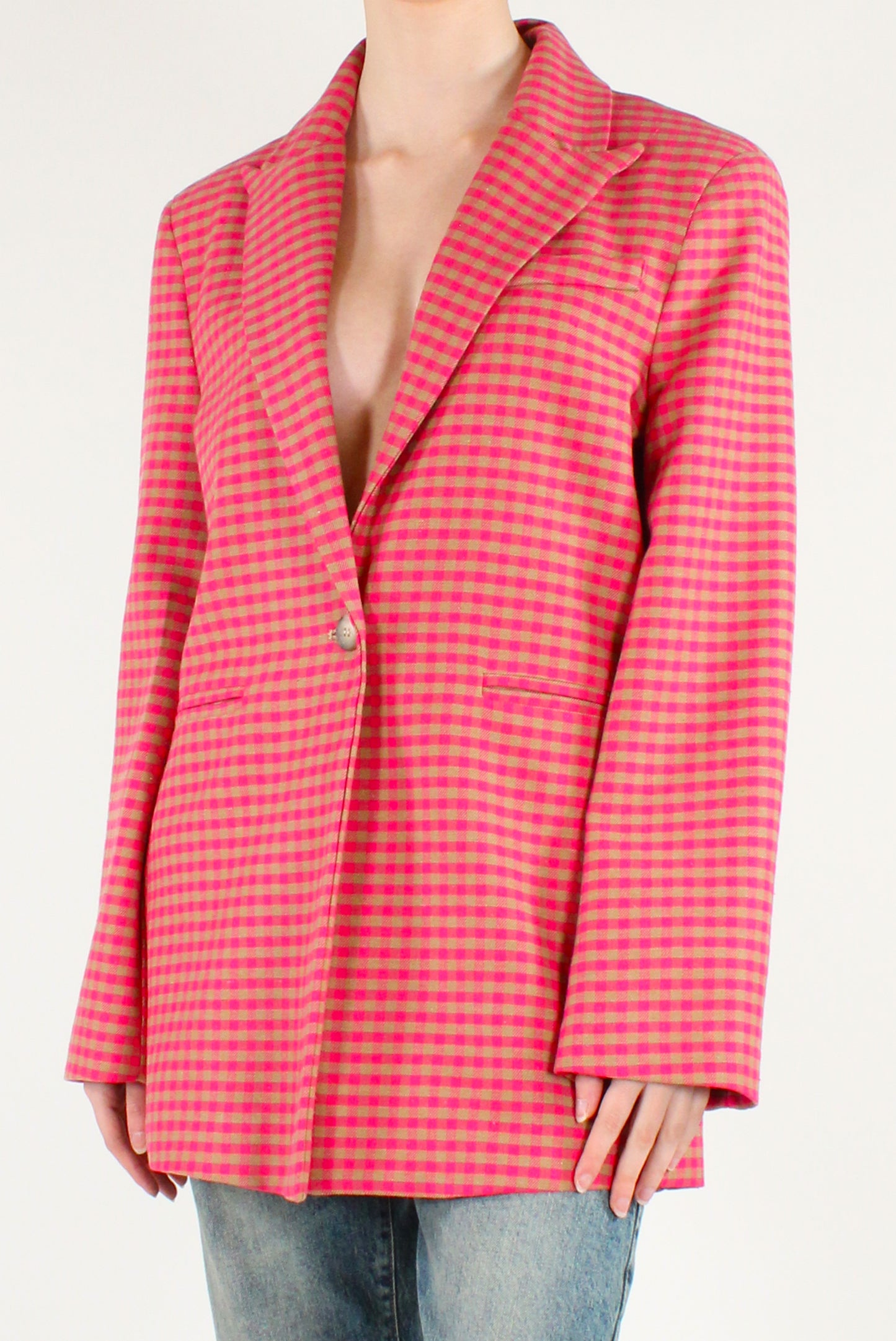 Oversized Vichy Print Blazer