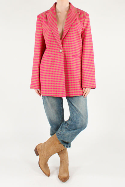 Oversized Vichy Print Blazer