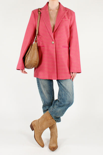 Oversized Vichy Print Blazer