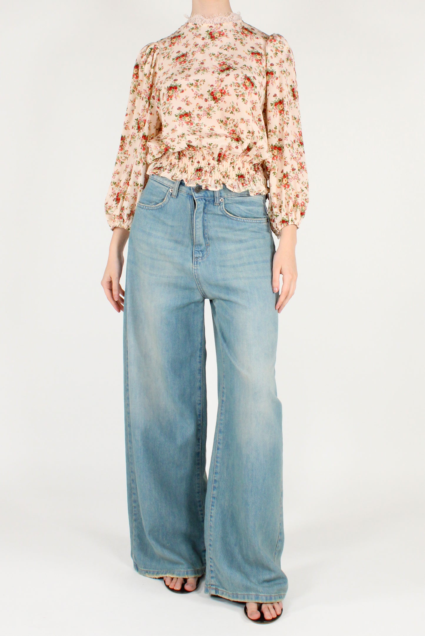 Blusa Cropped Stampa Floreale in Viscosa