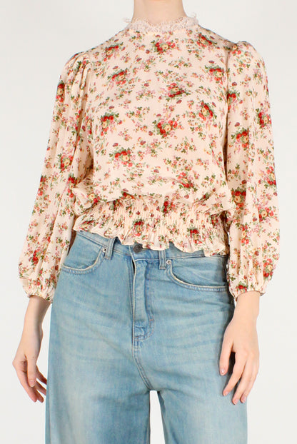 Blusa Cropped Stampa Floreale in Viscosa