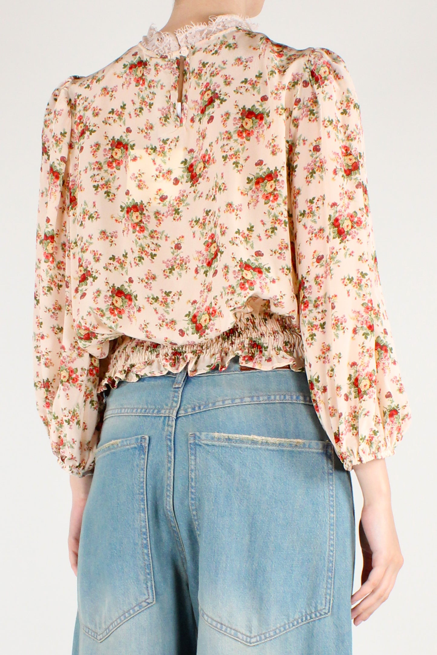 Blusa Cropped Stampa Floreale in Viscosa