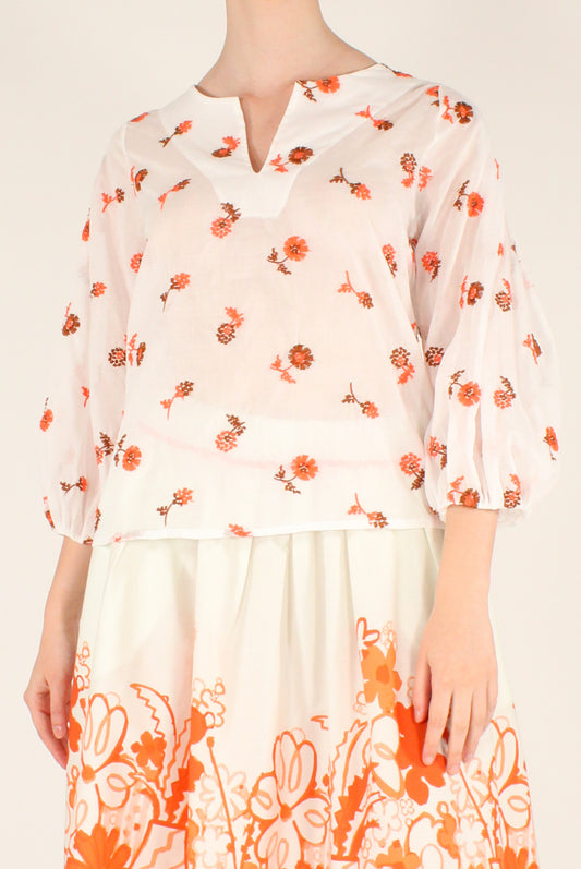 Blusa con Ricami Floreali All Over