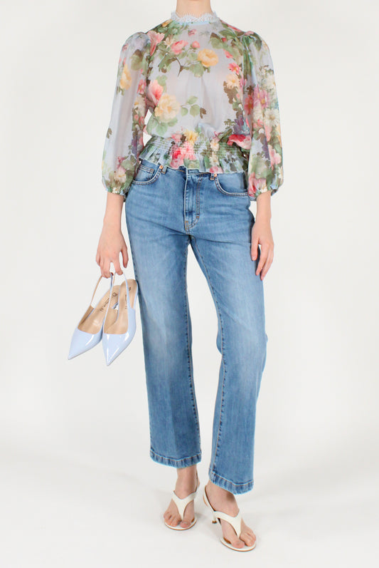 Floral Print Lyocell Muslin Blouse