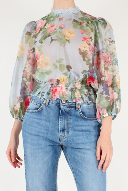 Blusa Stampa Floreale in Mussola di Lyocell