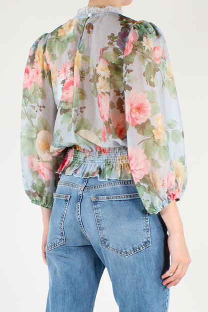 Blusa Stampa Floreale in Mussola di Lyocell