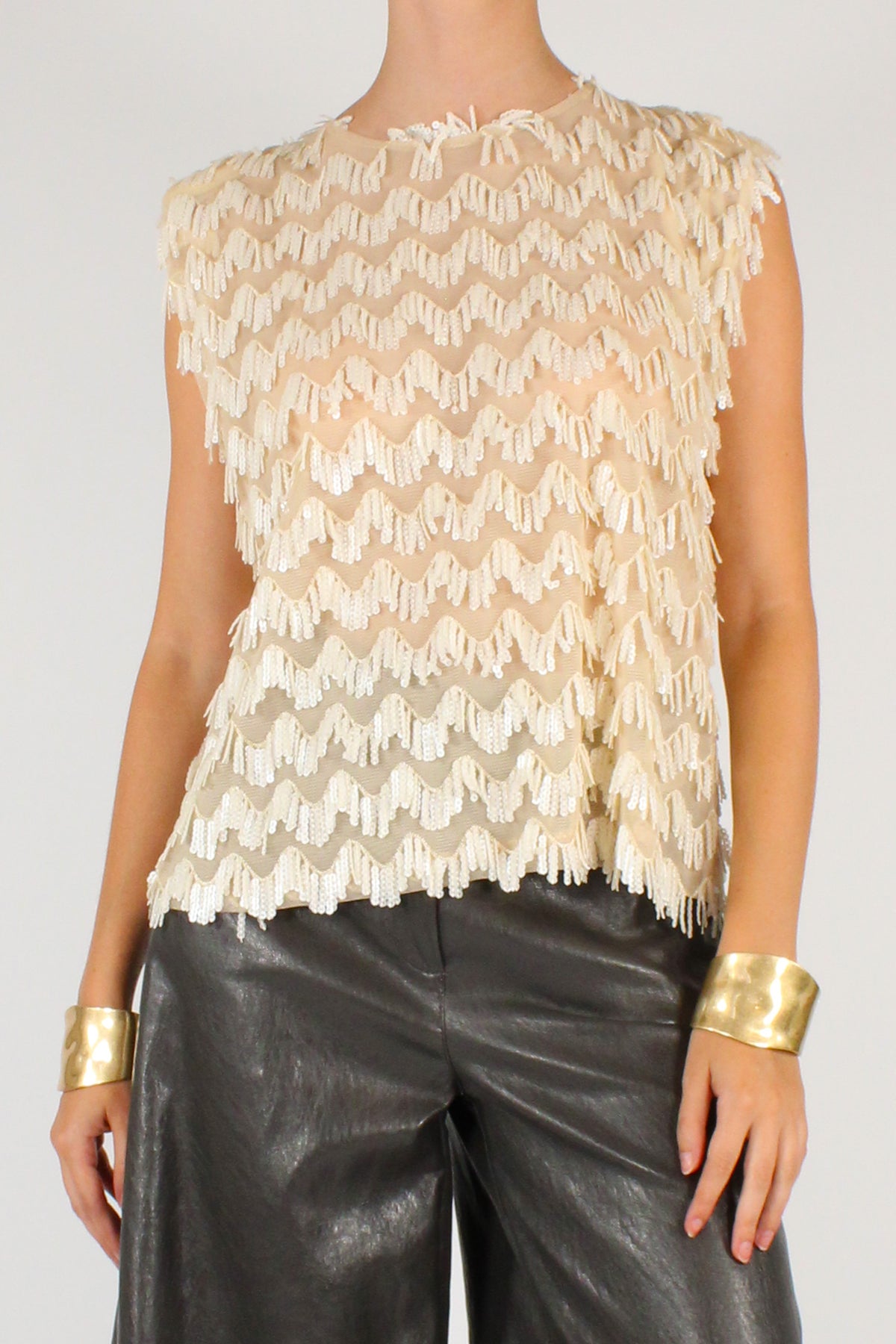Blusa con Frange in Paillettes