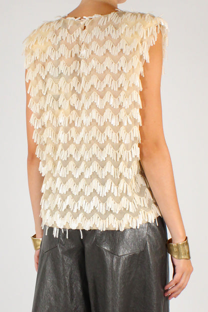 Blusa con Frange in Paillettes
