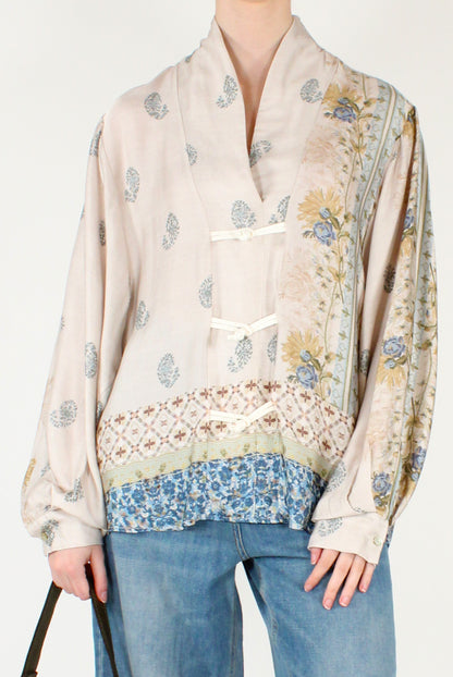 Floral Viscose Kimono Blouse
