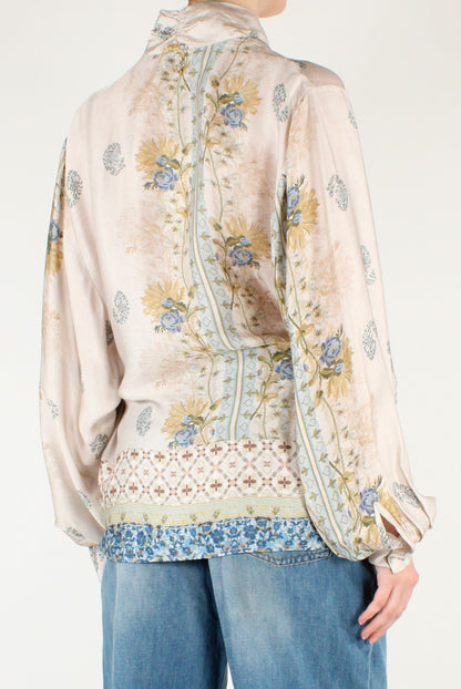 Floral Viscose Kimono Blouse