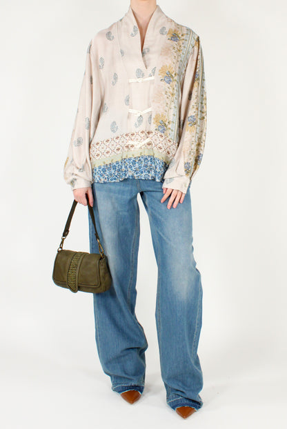 Floral Viscose Kimono Blouse
