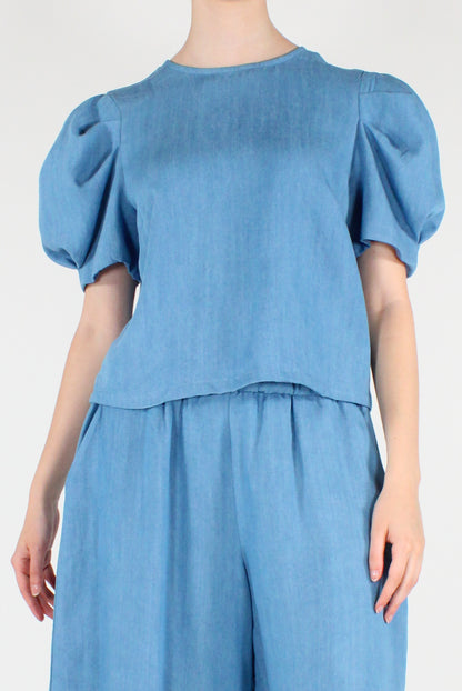 Puffed Sleeve Lyocell Blouse