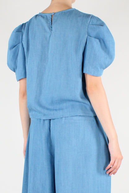 Puffed Sleeve Lyocell Blouse