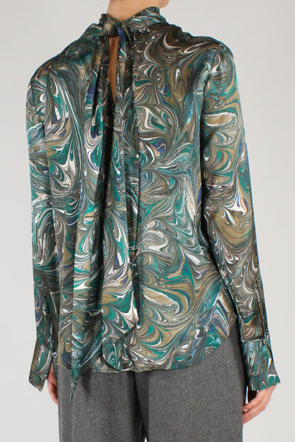 Blusa con Fusciacca Stampa Marmorizzata