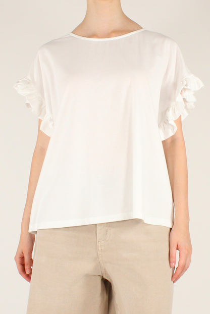 Blusa Over in Cotone con Rouches