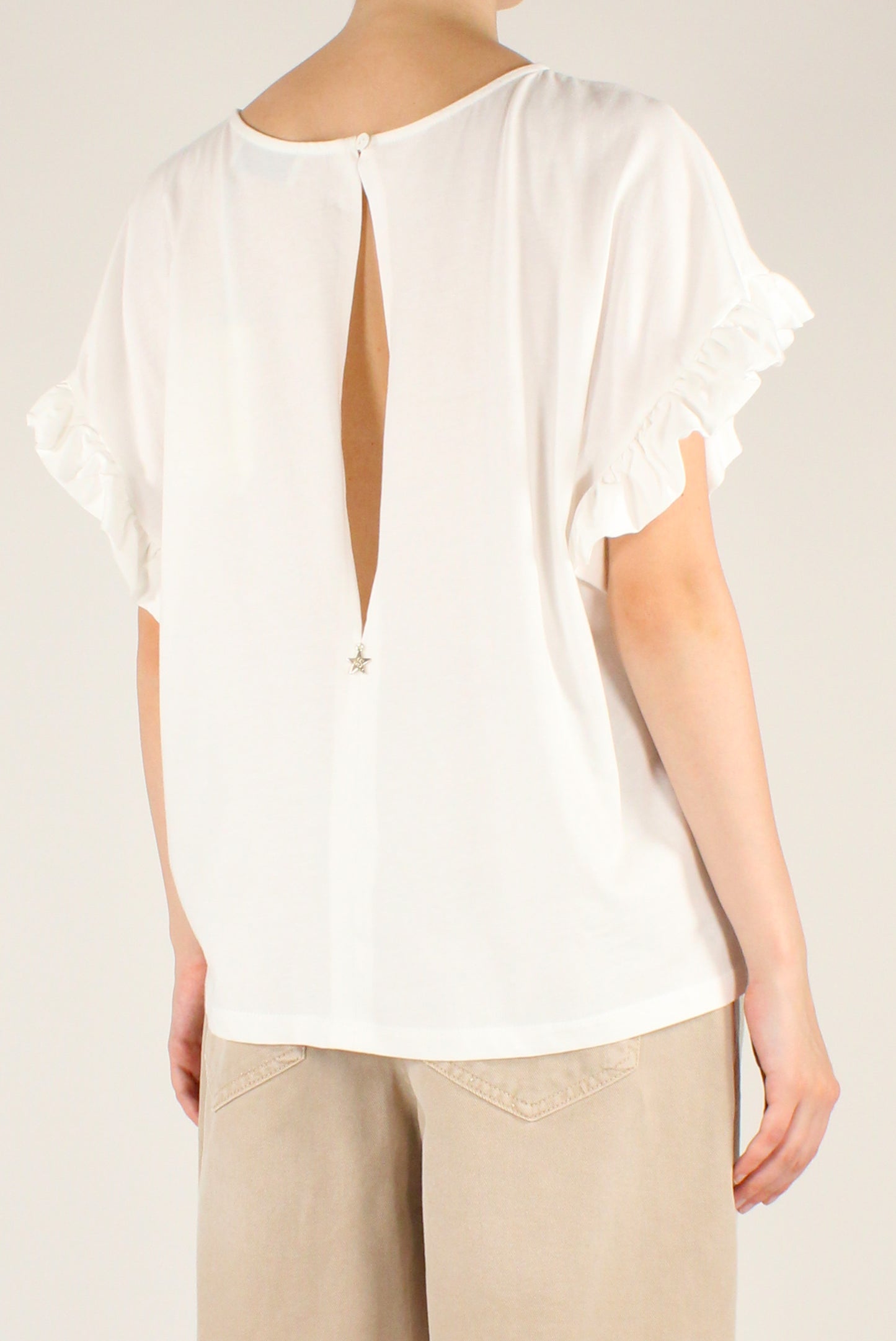 Blusa Over in Cotone con Rouches