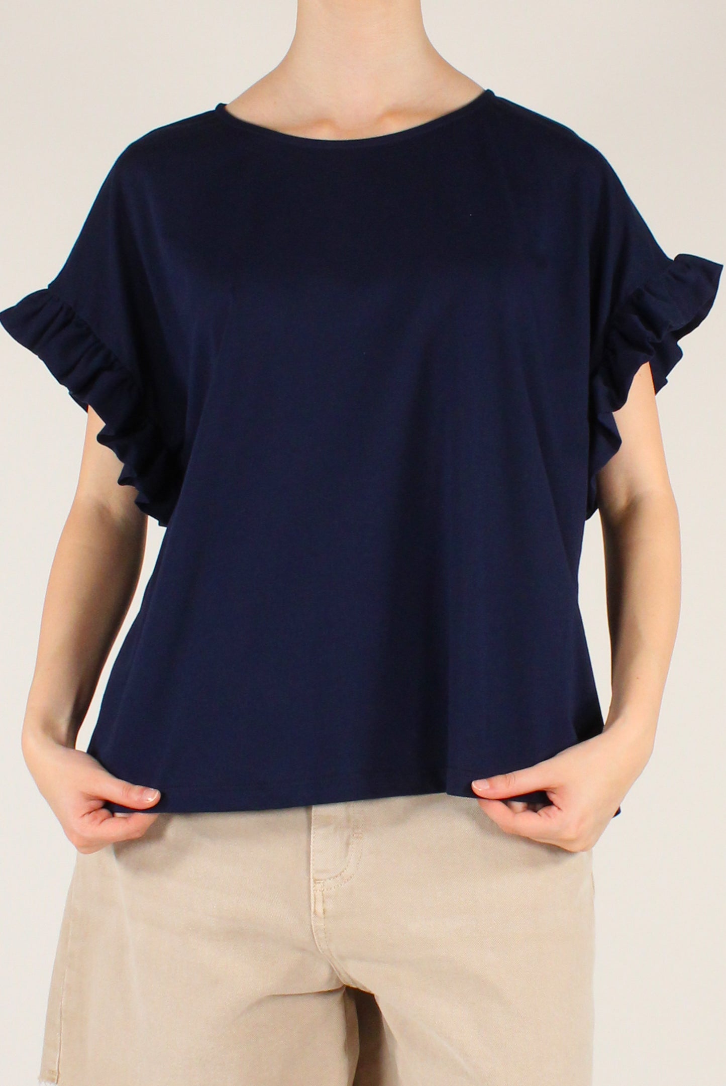 Blusa Over in Cotone con Rouches