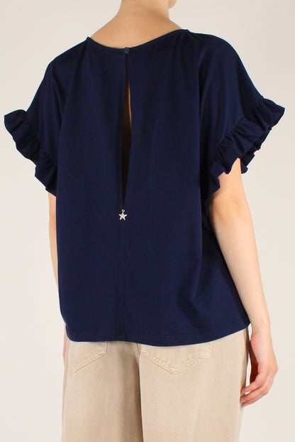 Blusa Over in Cotone con Rouches