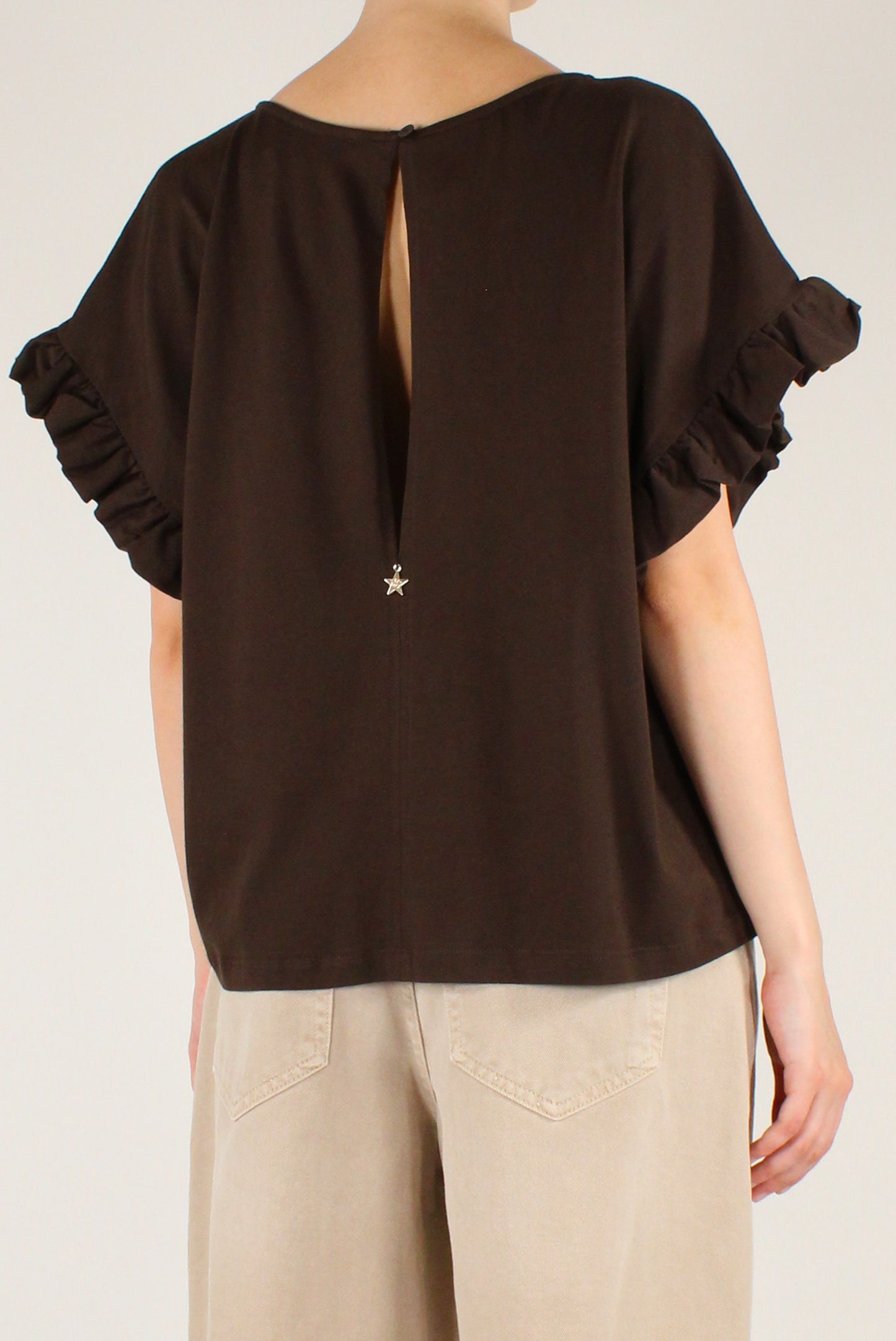 Blusa Over in Cotone con Rouches