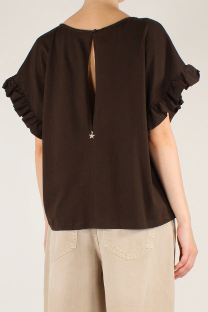 Blusa Over in Cotone con Rouches