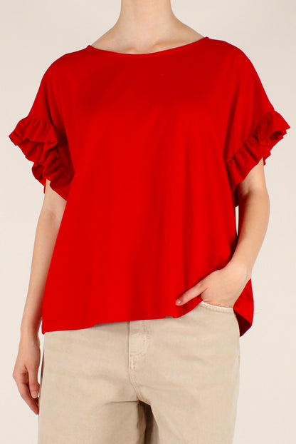 Blusa Over in Cotone con Rouches