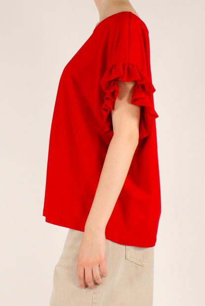 Blusa Over in Cotone con Rouches