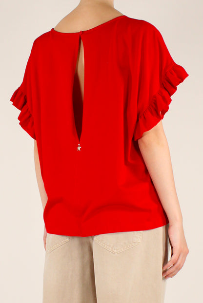 Blusa Over in Cotone con Rouches