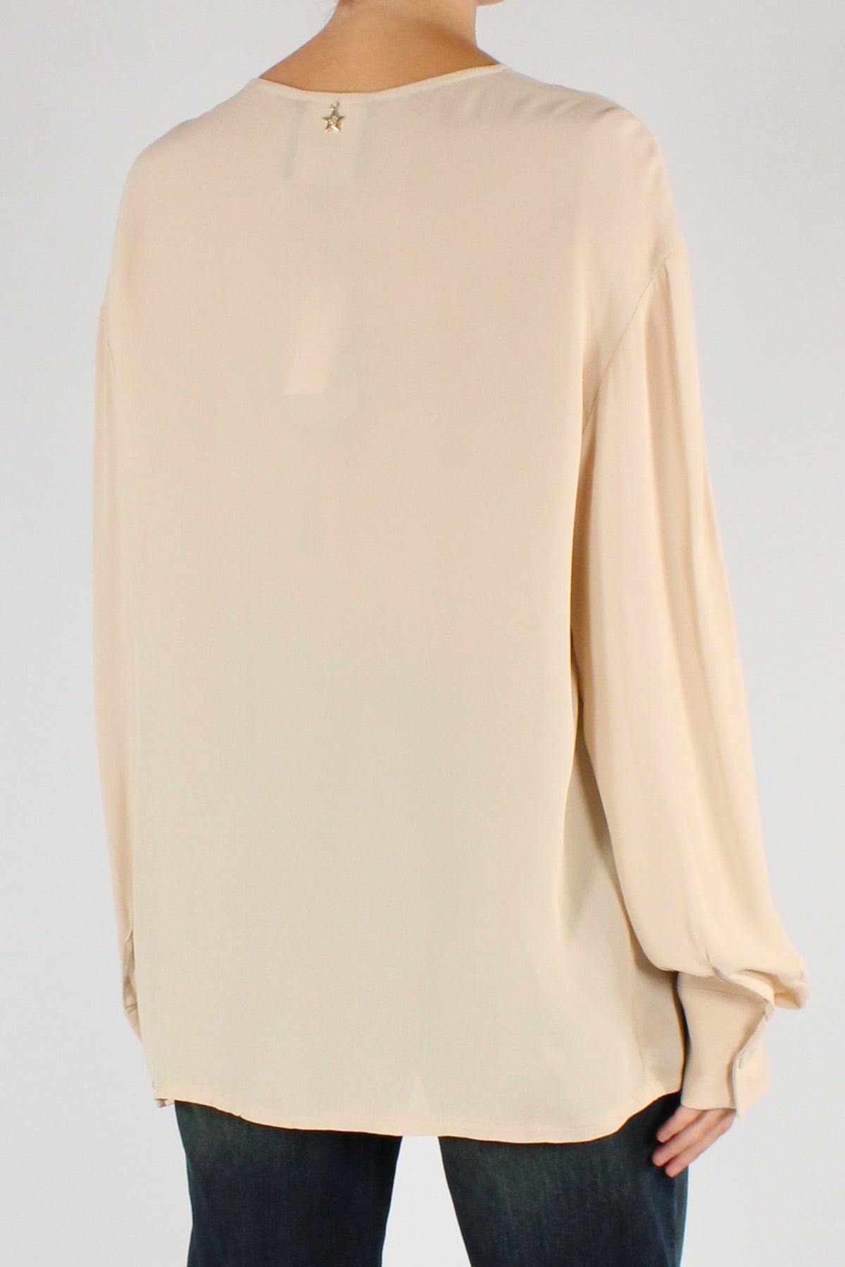 Blusa Scollo a V Ricamato con Perline