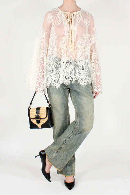 Braided Lace Oversized Blouse
