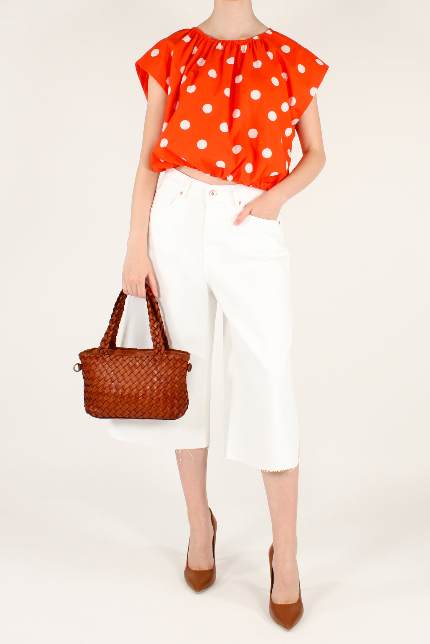 Blusa Over a Pois in Cotone