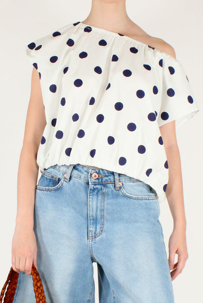 Blusa Over a Pois in Cotone