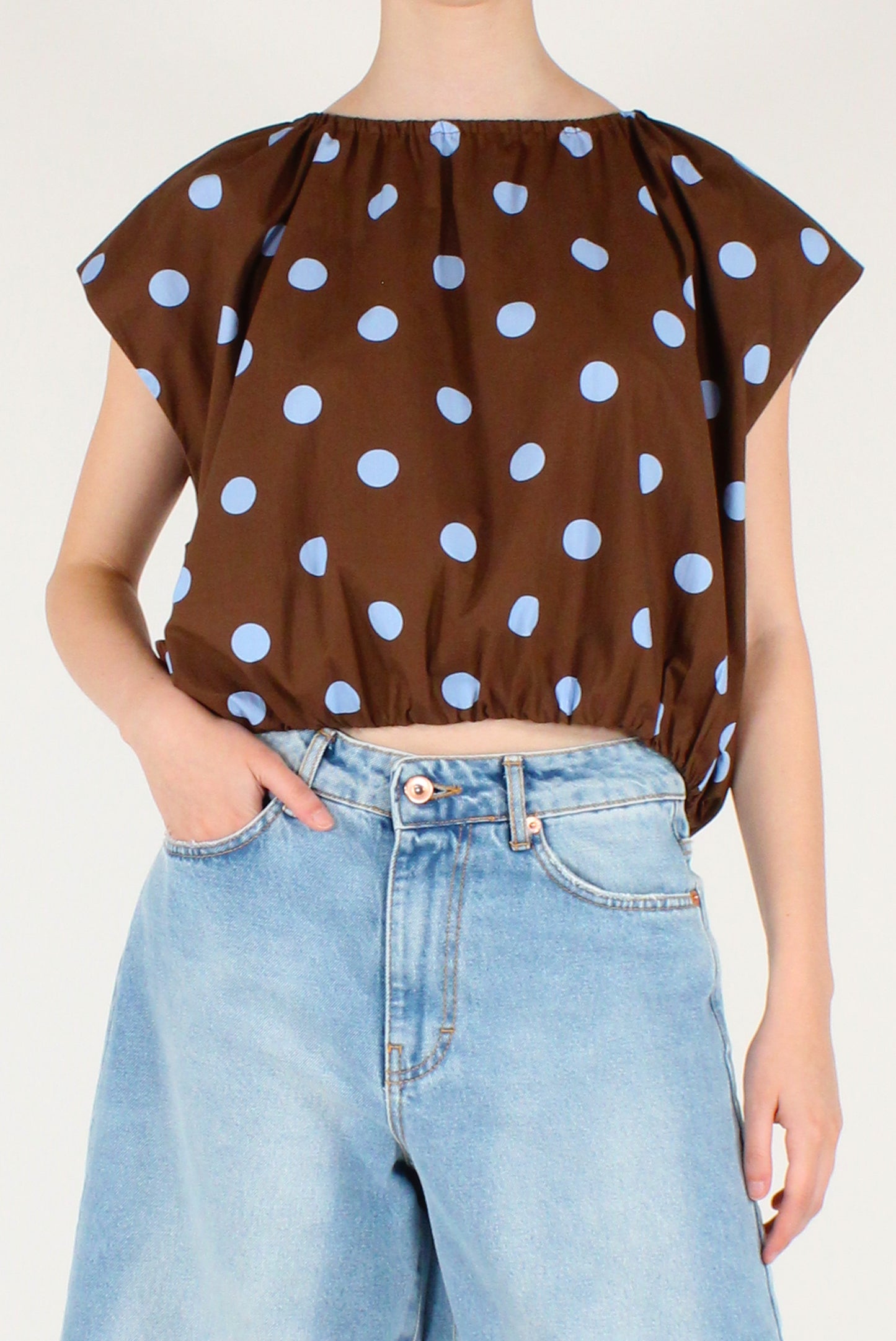 Blusa Over a Pois in Cotone