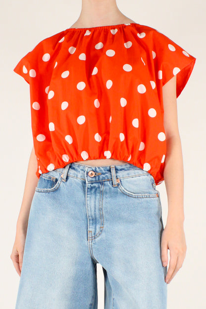 Blusa Over a Pois in Cotone