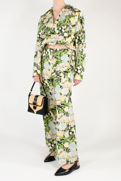 Wide Leg Floral Print Trousers