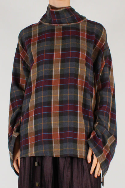Blusa Over Stampa Tartan