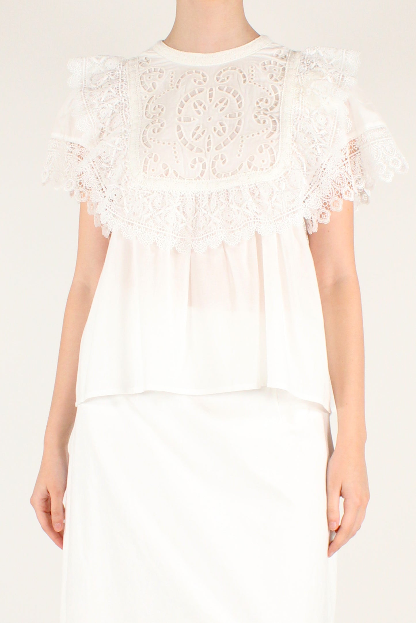 Blusa in Cotone con Pizzo