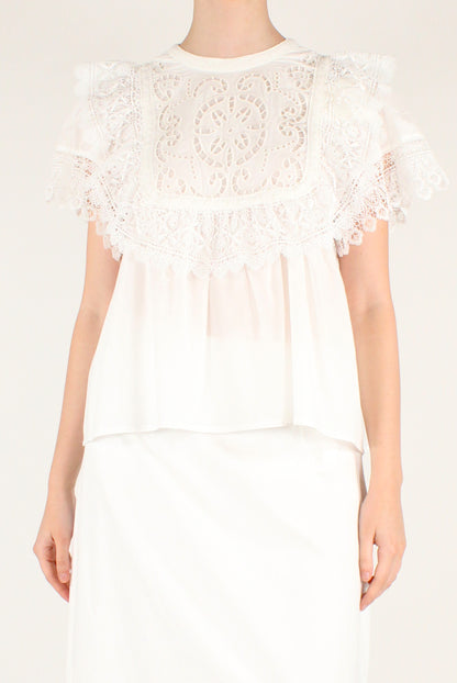 Blusa in Cotone con Pizzo
