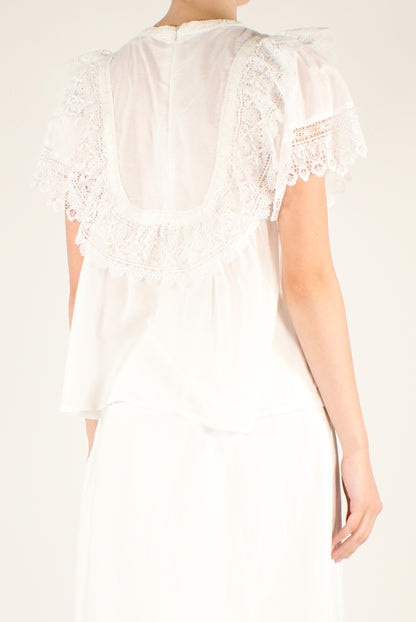 Blusa in Cotone con Pizzo