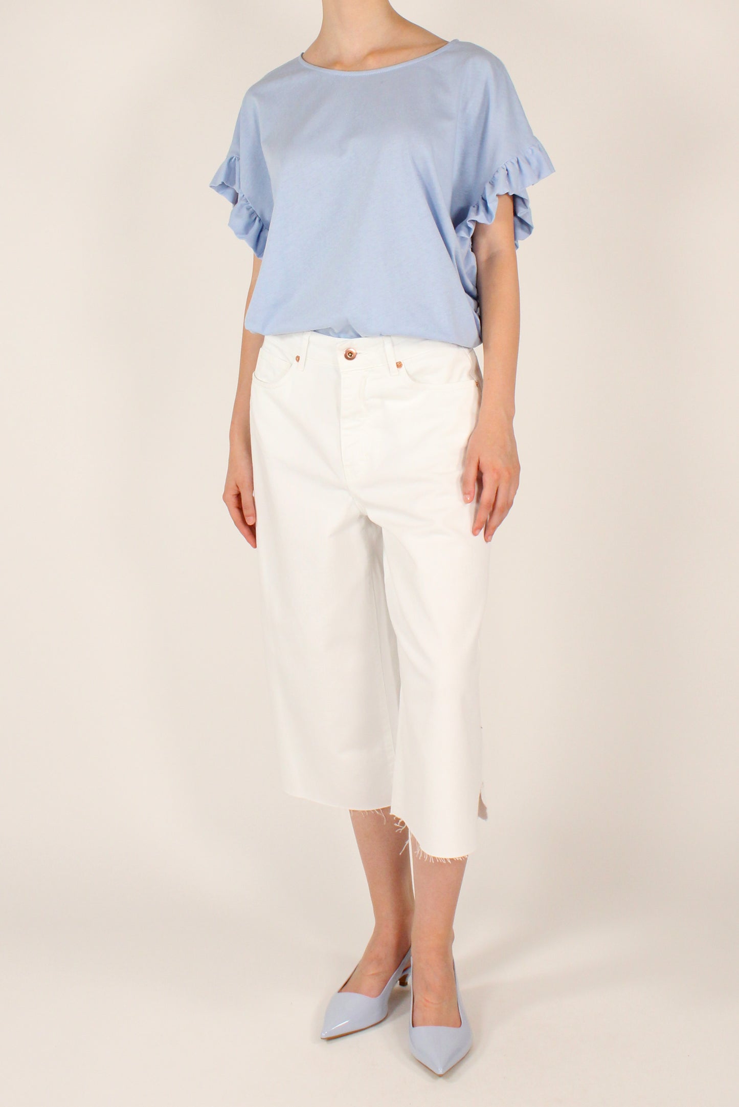 Blusa Over in Cotone con Rouches