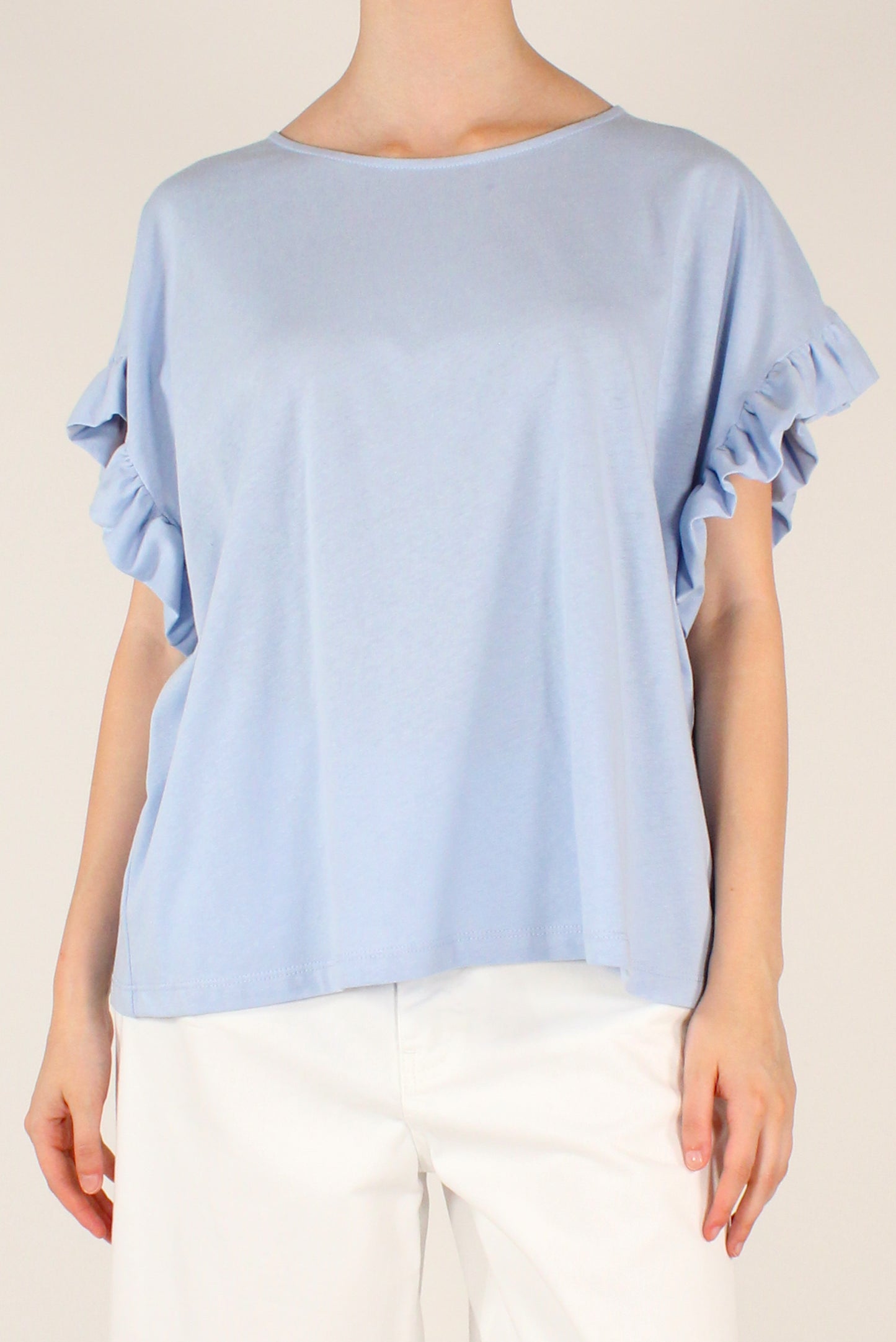 Blusa Over in Cotone con Rouches