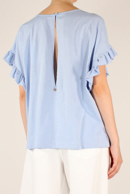 Blusa Over in Cotone con Rouches