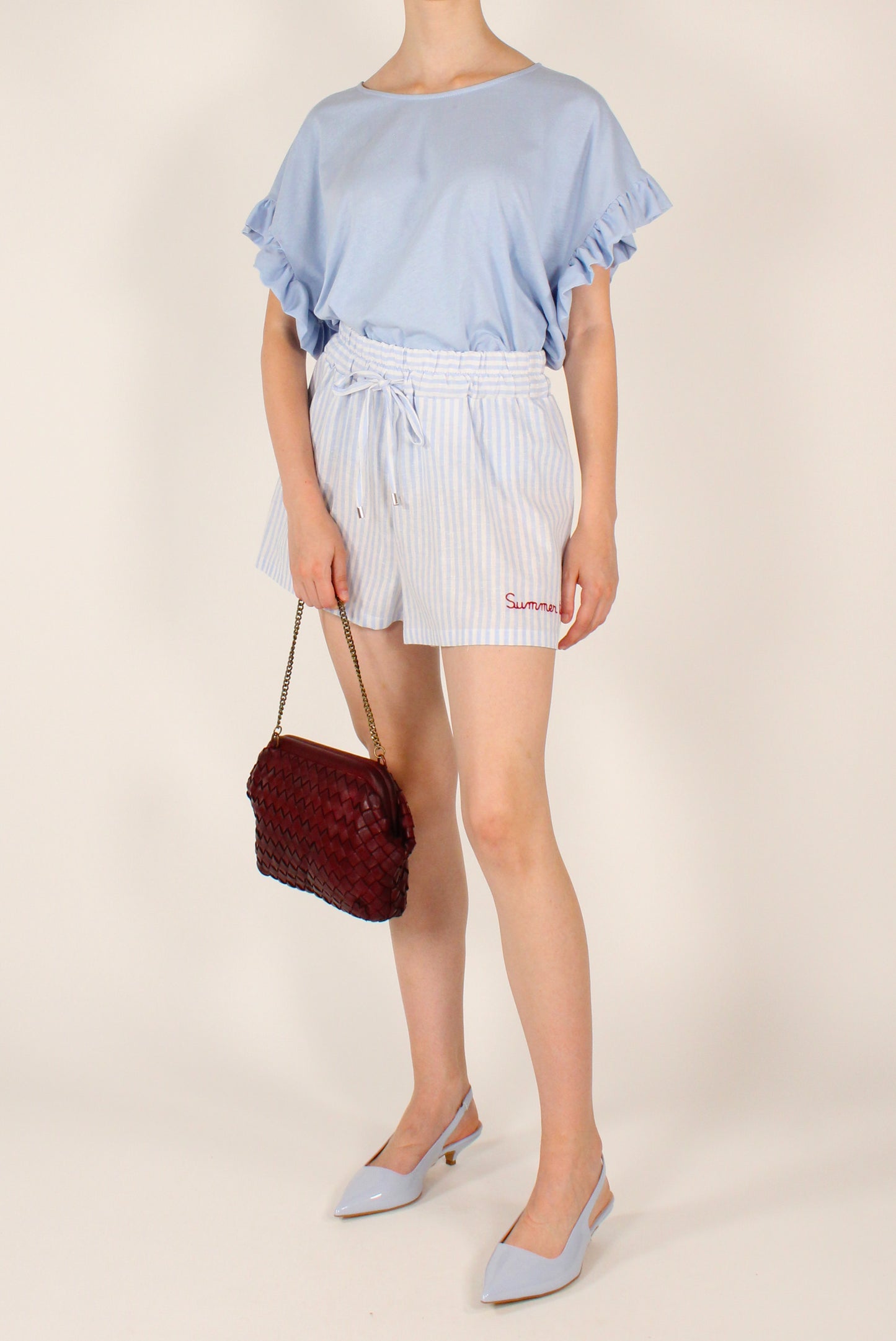 Blusa Over in Cotone con Rouches