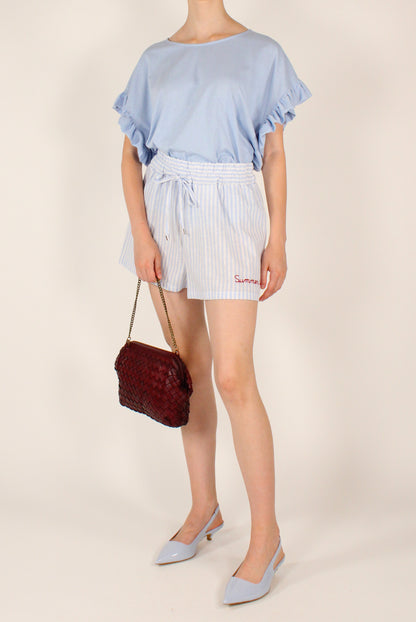 Blusa Over in Cotone con Rouches