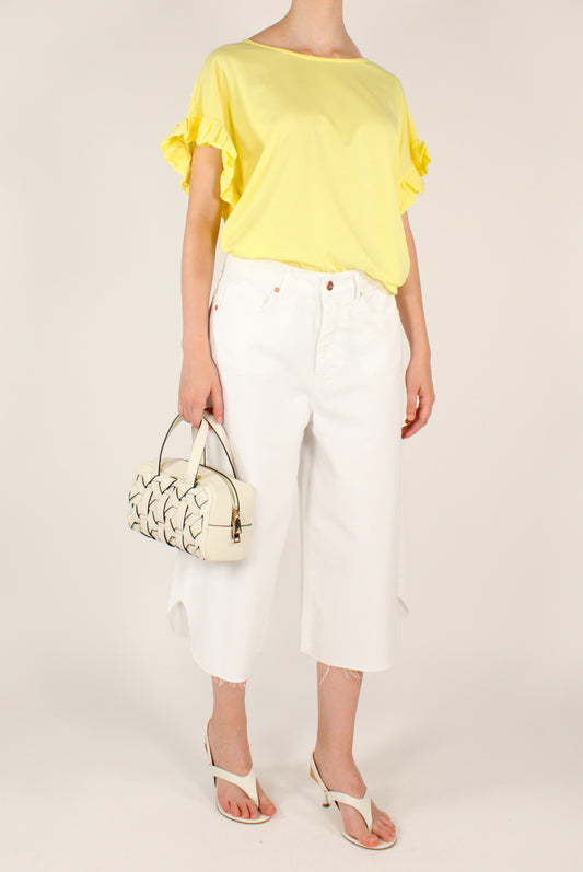 Cotton Oversized Blouse with Ruffles