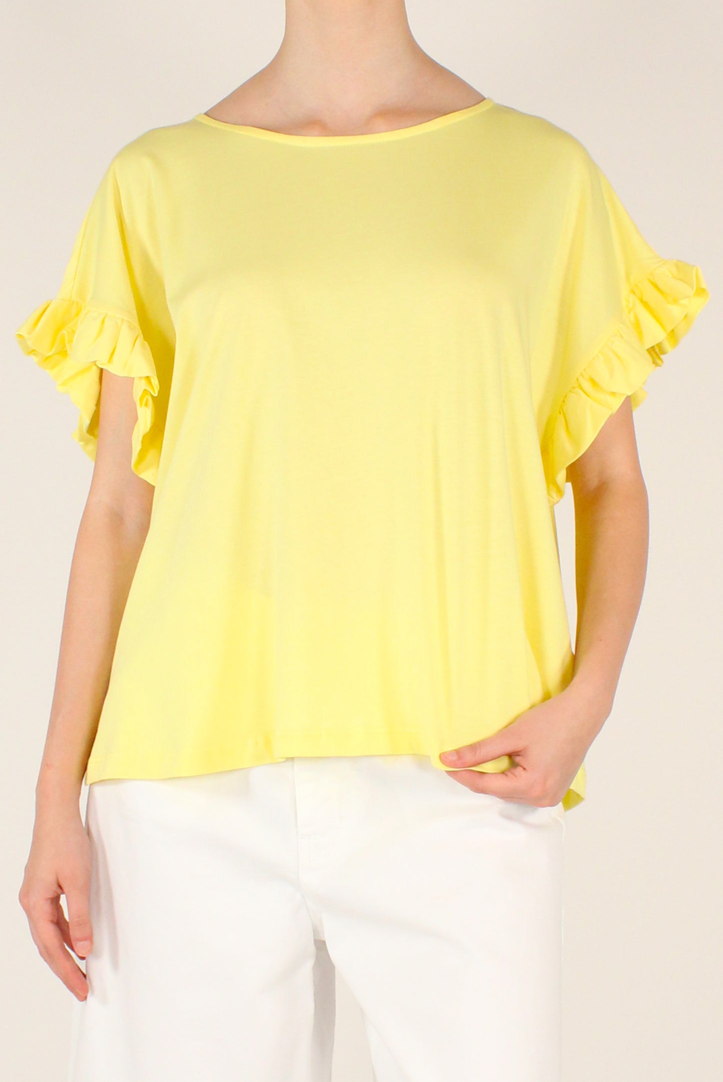 Blusa Over in Cotone con Rouches
