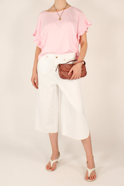 Blusa Over in Cotone con Rouches