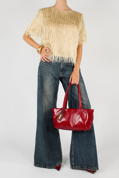 Blusa con Frange Applicate